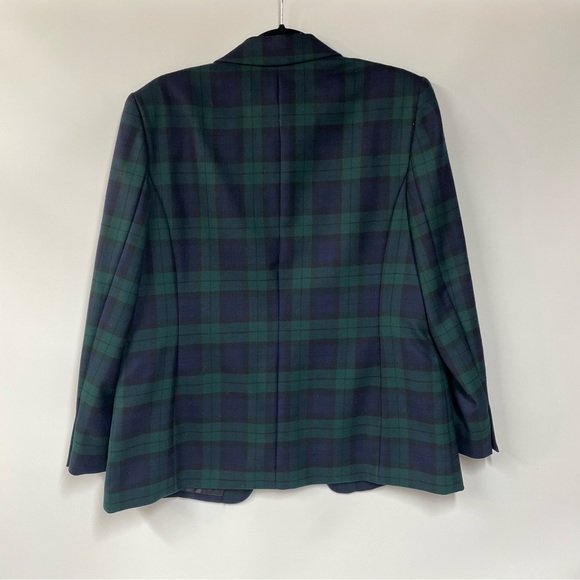 Vintage 12P Pendleton Wool Green and Blue Plaid Tartan Blazer Jacket - Picture 9 of 10